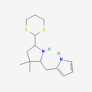 molecular formula C15H24N2S2 B14188937 2-{[5-(1,3-Dithian-2-yl)-3,3-dimethylpyrrolidin-2-yl]methyl}-1H-pyrrole CAS No. 922729-68-8