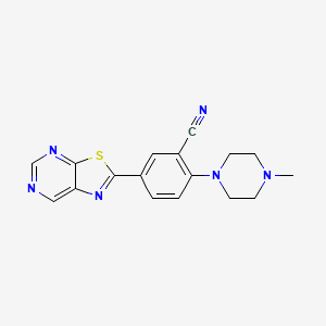 2-(4-Methylpiperazin-1-yl)-5-([1,3]thiazolo[5,4-d]pyrimidin-2-yl)benzonitrile