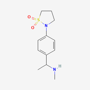 molecular formula C12H18N2O2S B1418921 2-{4-[1-(Methylamino)ethyl]phenyl}-1,2-thiazolidine-1,1-dione CAS No. 1155097-10-1