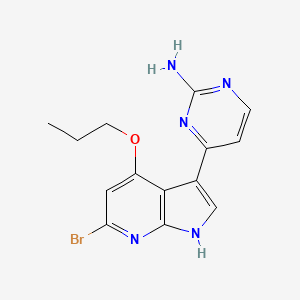 molecular formula C14H14BrN5O B14189279 2-Pyrimidinamine, 4-(6-bromo-4-propoxy-1H-pyrrolo[2,3-b]pyridin-3-yl)- 