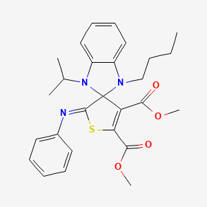 molecular formula C27H31N3O4S B14189463 Dimethyl (2'Z)-1-butyl-2'-(phenylimino)-3-(propan-2-yl)-1,3-dihydro-2'H-spiro[benzimidazole-2,3'-thiophene]-4',5'-dicarboxylate CAS No. 885722-18-9