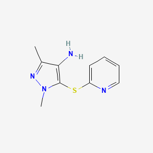 B1418957 1,3-dimethyl-5-(pyridin-2-ylsulfanyl)-1H-pyrazol-4-amine CAS No. 1157093-59-8