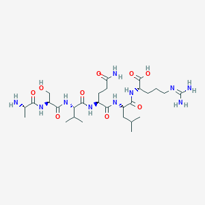 molecular formula C28H52N10O9 B14189616 L-Alanyl-L-seryl-L-valyl-L-glutaminyl-L-leucyl-N~5~-(diaminomethylidene)-L-ornithine CAS No. 918159-50-9