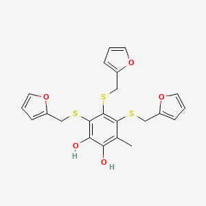 molecular formula C22H20O5S3 B14189637 3,4,5-Tris{[(furan-2-yl)methyl]sulfanyl}-6-methylbenzene-1,2-diol CAS No. 923267-54-3