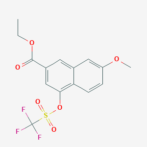 molecular formula C15H13F3O6S B14189787 2-Naphthalenecarboxylic acid, 7-methoxy-4-[[(trifluoromethyl)sulfonyl]oxy]-, ethyl ester 