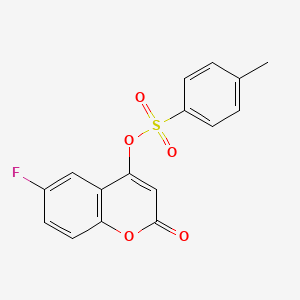 molecular formula C16H11FO5S B14189795 2H-1-Benzopyran-2-one, 6-fluoro-4-[[(4-methylphenyl)sulfonyl]oxy]- CAS No. 879416-90-7