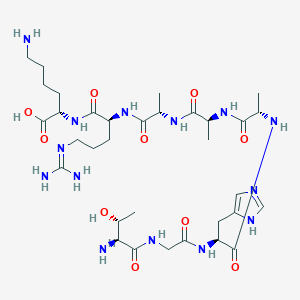 molecular formula C33H58N14O10 B14189899 L-Threonylglycyl-L-histidyl-L-alanyl-L-alanyl-L-alanyl-N~5~-(diaminomethylidene)-L-ornithyl-L-lysine CAS No. 835877-62-8