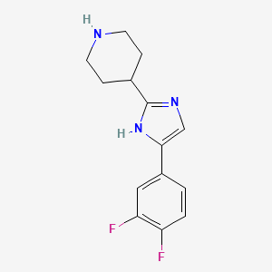 molecular formula C14H15F2N3 B1418990 4-[5-(3,4-二氟苯基)-1H-咪唑-2-基]哌啶 CAS No. 1082950-39-7