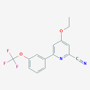 molecular formula C15H11F3N2O2 B14189904 4-Ethoxy-6-[3-(trifluoromethoxy)phenyl]pyridine-2-carbonitrile CAS No. 833457-55-9