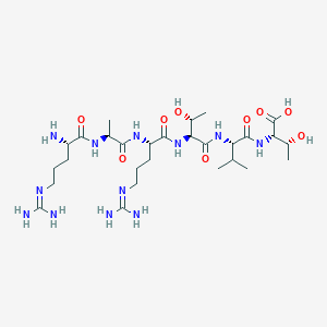 molecular formula C28H54N12O9 B14189923 N~5~-(Diaminomethylidene)-L-ornithyl-L-alanyl-N~5~-(diaminomethylidene)-L-ornithyl-L-threonyl-L-valyl-L-threonine CAS No. 921762-83-6