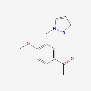 B1419013 1-[4-methoxy-3-(1H-pyrazol-1-ylmethyl)phenyl]ethan-1-one CAS No. 1157748-17-8