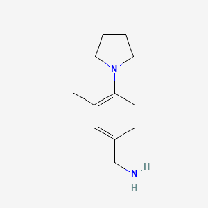 molecular formula C12H18N2 B1419023 1-[3-Methyl-4-(1-pyrrolidinyl)phenyl]methanamine CAS No. 1184165-51-2
