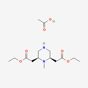 molecular formula C15H28N2O6 B1419032 顺式-(6-乙氧羰基甲基-1-甲基哌嗪-2-基)乙酸乙酯乙酸盐 CAS No. 1149624-33-8
