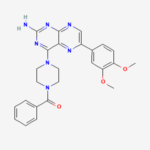 Piperazine, 1-[2-amino-6-(3,4-dimethoxyphenyl)-4-pteridinyl]-4-benzoyl-