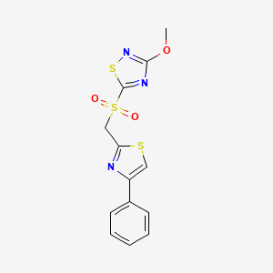 molecular formula C13H11N3O3S3 B14190363 3-Methoxy-5-[(4-phenyl-1,3-thiazol-2-yl)methanesulfonyl]-1,2,4-thiadiazole CAS No. 922505-45-1