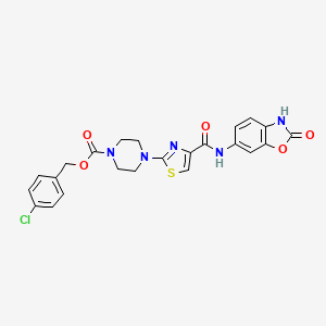 molecular formula C23H20ClN5O5S B1419043 4-氯苄基 4-(4-((2-氧代-2,3-二氢苯并[d]恶唑-6-基)氨基甲酰基)噻唑-2-基)哌嗪-1-羧酸酯 CAS No. 1141394-87-7
