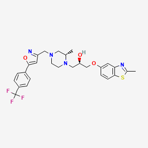 molecular formula C27H29F3N4O3S B14190470 (2R)-1-[(2-methyl-1,3-benzothiazol-5-yl)oxy]-3-[(2S)-2-methyl-4-[[5-[4-(trifluoromethyl)phenyl]-1,2-oxazol-3-yl]methyl]piperazin-1-yl]propan-2-ol 