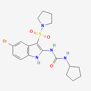 molecular formula C18H23BrN4O3S B14190506 N-[5-Bromo-3-(pyrrolidine-1-sulfonyl)-1H-indol-2-yl]-N'-cyclopentylurea CAS No. 918494-02-7