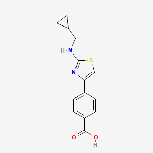 molecular formula C14H14N2O2S B14190555 4-{2-[(Cyclopropylmethyl)amino]-1,3-thiazol-4-yl}benzoic acid CAS No. 860344-67-8