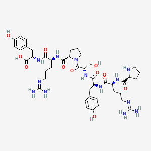 molecular formula C43H63N13O11 B14190593 L-Prolyl-N~5~-(diaminomethylidene)-L-ornithyl-L-tyrosyl-L-seryl-L-prolyl-N~5~-(diaminomethylidene)-L-ornithyl-L-tyrosine CAS No. 874655-14-8