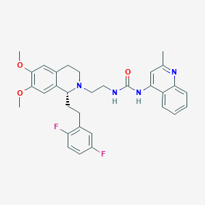 molecular formula C32H34F2N4O3 B14190718 N-[2-[(1R)-1-[2-(2,5-difluorophenyl)ethyl]-3,4-dihydro-6,7-dimethoxy-2(1H)-isoquinolinyl]ethyl]-N'-(2-methyl-4-quinolinyl)-Urea 