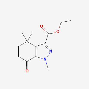 molecular formula C13H18N2O3 B1419084 Ethyl 1,4,4-trimethyl-7-oxo-4,5,6,7-tetrahydro-1H-indazole-3-carboxylate CAS No. 802541-48-6