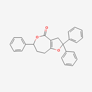 Furo[3,2-c]oxepin-4(2H)-one, 3,6,7,8-tetrahydro-2,2,6-triphenyl-