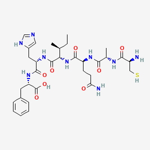 molecular formula C32H47N9O8S B14190930 L-Cysteinyl-L-alanyl-L-glutaminyl-L-isoleucyl-L-histidyl-L-phenylalanine CAS No. 855399-29-0