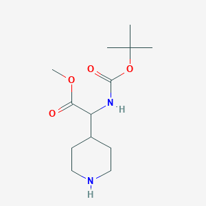 molecular formula C13H24N2O4 B1419097 Methyl 2-((tert-butoxycarbonyl)amino)-2-(piperidin-4-yl)acetate CAS No. 219832-76-5