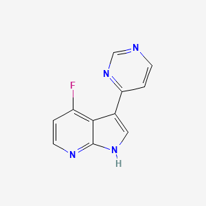 molecular formula C11H7FN4 B14191605 1H-Pyrrolo[2,3-b]pyridine, 4-fluoro-3-(4-pyrimidinyl)- 