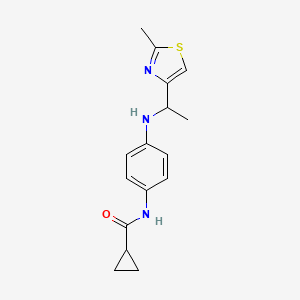molecular formula C16H19N3OS B1419169 N-(4-{[1-(2-methyl-1,3-thiazol-4-yl)ethyl]amino}phenyl)cyclopropanecarboxamide CAS No. 1156718-25-0