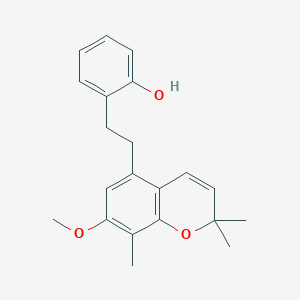 molecular formula C21H24O3 B14192040 Phenol, 2-[2-(7-methoxy-2,2,8-trimethyl-2H-1-benzopyran-5-yl)ethyl]- CAS No. 848131-99-7