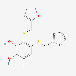 molecular formula C17H16O4S2 B14192277 3,4-Bis{[(furan-2-yl)methyl]sulfanyl}-6-methylbenzene-1,2-diol CAS No. 923267-52-1