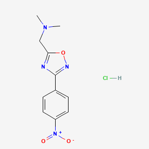 molecular formula C11H13ClN4O3 B1419239 Dimethyl({[3-(4-nitrophenyl)-1,2,4-oxadiazol-5-yl]methyl})amine hydrochloride CAS No. 1170444-94-6