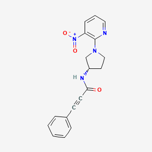 molecular formula C18H16N4O3 B14192430 N-[(3S)-1-(3-Nitropyridin-2-yl)pyrrolidin-3-yl]-3-phenylprop-2-ynamide CAS No. 833452-31-6