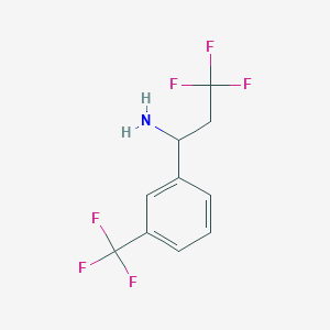 molecular formula C10H9F6N B1419261 3,3,3-三氟-1-[3-(三氟甲基)苯基]丙-1-胺 CAS No. 1020972-39-7