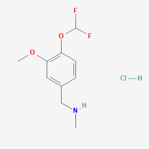 molecular formula C10H14ClF2NO2 B1419266 N-[4-(difluoromethoxy)-3-methoxybenzyl]-N-methylamine hydrochloride CAS No. 1171183-10-0
