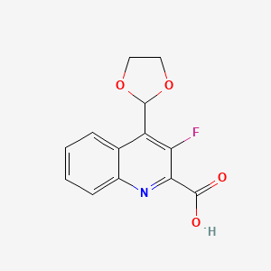 2-Quinolinecarboxylic acid, 4-(1,3-dioxolan-2-yl)-3-fluoro-