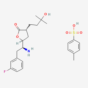 molecular formula C24H32FNO6S B14192931 (3R,5S)-5-[(1S)-1-amino-2-(3-fluorophenyl)ethyl]-3-(3-hydroxy-3-methylbutyl)oxolan-2-one;4-methylbenzenesulfonic acid 