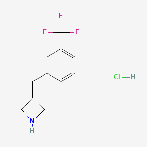 molecular formula C11H13ClF3N B1419295 3-{[3-(三氟甲基)苯基]甲基}氮杂环丁烷盐酸盐 CAS No. 1181458-23-0