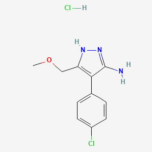 molecular formula C11H13Cl2N3O B1419369 4-(4-氯苯基)-3-(甲氧基甲基)-1H-吡唑-5-胺盐酸盐 CAS No. 1187058-36-1