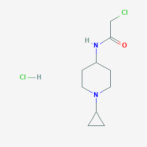 molecular formula C10H18Cl2N2O B1419398 2-氯-N-(1-环丙基哌啶-4-基)乙酰胺盐酸盐 CAS No. 1209361-53-4