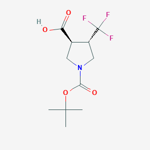 molecular formula C11H16F3NO4 B1419401 反式 (+/-) [4-(三氟甲基)吡咯烷]-1,3-二羧酸 1-叔丁酯 CAS No. 1212064-03-3