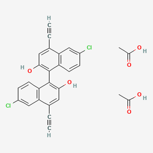 Acetic acid;6-chloro-1-(6-chloro-4-ethynyl-2-hydroxynaphthalen-1-yl)-4-ethynylnaphthalen-2-ol