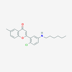 2-[2-Chloro-5-(hexylamino)phenyl]-6-methyl-4H-1-benzopyran-4-one