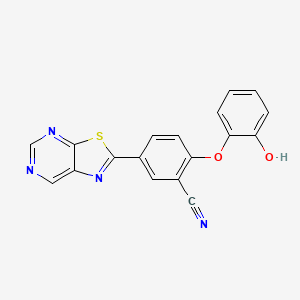 2-(2-Hydroxyphenoxy)-5-([1,3]thiazolo[5,4-d]pyrimidin-2-yl)benzonitrile