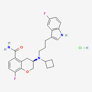 (3R)-3-[cyclobutyl-[3-(5-fluoro-1H-indol-3-yl)propyl]amino]-8-fluoro-3,4-dihydro-2H-chromene-5-carboxamide;hydrochloride