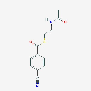 Benzenecarbothioic acid, 4-cyano-, S-[2-(acetylamino)ethyl] ester