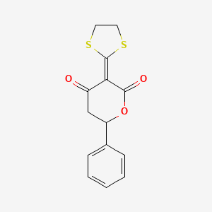 molecular formula C14H12O3S2 B14195220 3-(1,3-Dithiolan-2-ylidene)-6-phenyloxane-2,4-dione CAS No. 850163-43-8