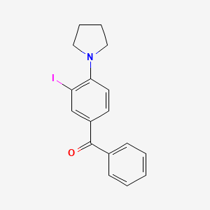 molecular formula C17H16INO B14195518 Methanone, [3-iodo-4-(1-pyrrolidinyl)phenyl]phenyl- CAS No. 834895-51-1